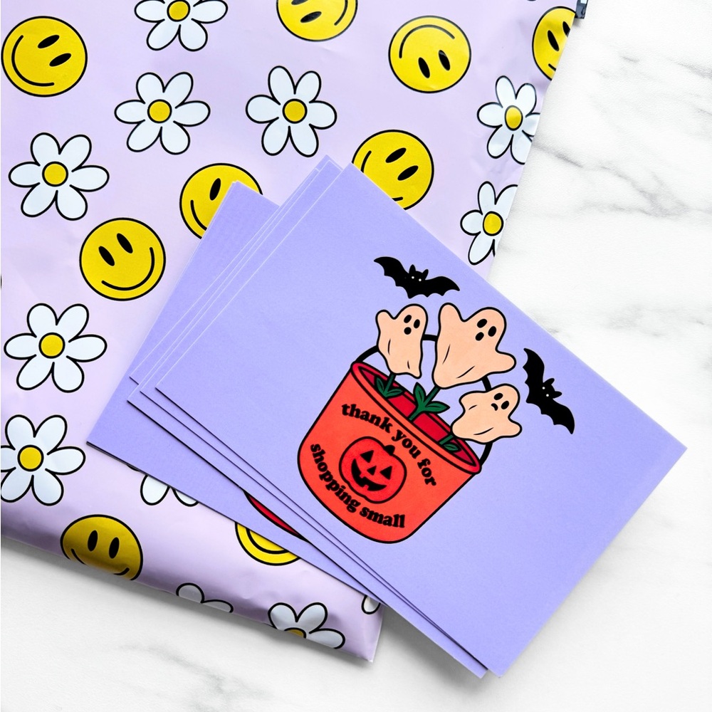 Purple Halloween Ghost Thank You Insert Cards 4x6 Small Business Cards